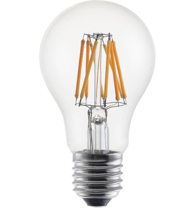 E27 6W DimToWarm LED filament lamp - A60, 600lm, dimbaar, helder glas, 2200K-2700K