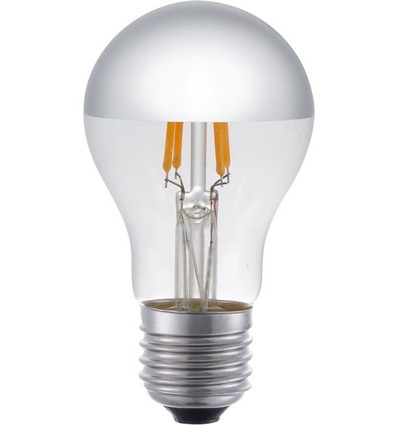 E27 4W dimbare LED kaarslamp, topverzilverd - A55, 250lm, 2500K