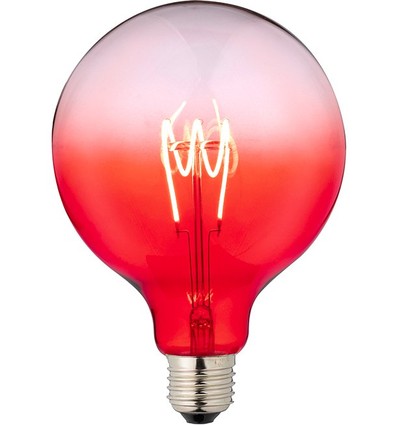 E27 4W dimbare LED lamp - G125, rood, Flex Filament, 140lm