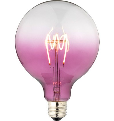 E27 4W dimbare LED filament lamp - G125, Flex Globe, paars glas, 140lm