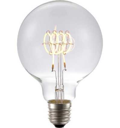 E27 4,5W dimbare LED lamp - G95, Filament Flex, 2200K, 190lm, helder glas