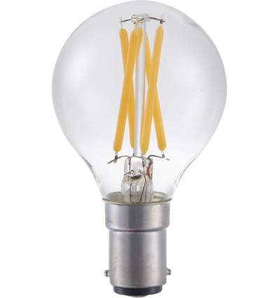 BA15d 4W dimbare LED kogellamp - G45, filament, helder glas, 2700K