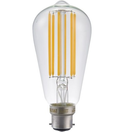 B22d 6,5W dimbare LED-lamp - ST58 Rustika, filament, helder glas, 2700K