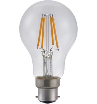 BA22d 4W dimbare LED lamp - A60, filament, 320lm, 2500K, helder glas