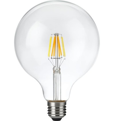 E27 6W dimbare LED filament lamp - G125, DimToWarm, 2000K-4500K, 660lm, helder glas