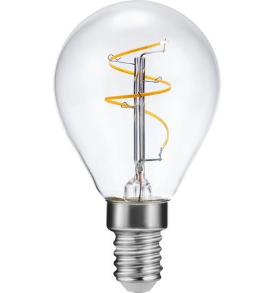 E14 3,2W dimbare LED kogellamp - Slim Flex filament, G45, 320lm, 2200K, helder glas