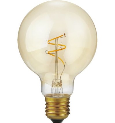 E27 4,2W dimbare LED Slim Flex filamentlamp - G80, 470lm, 2200K, goud glas