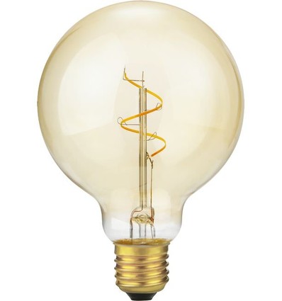E27 4,2W dimbare Slim Flex Filament - G95, 470lm, 2200K, Goud, Globe