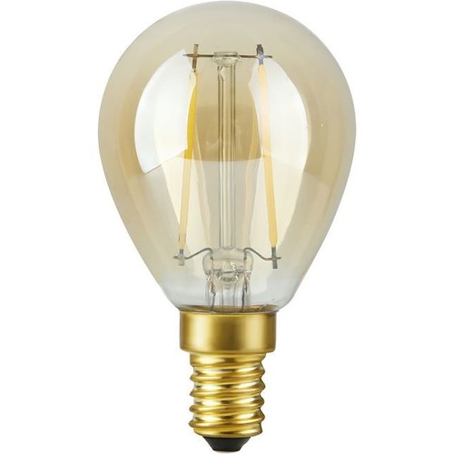 E14 2,9W dimbare LED kogellamp - G45, filament, 2200K, goud glas, 250lm