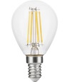 E14 4,7W dimbare LED kogellamp - G45, filament, 470lm, 2500K, helder glas