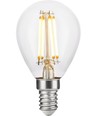 E14 4,7W dimbare LED kogellamp - G45, filament, 470lm, 2500K, helder glas