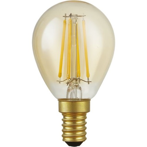 E14 4,7W dimbare LED kogellamp - G45, filament, 2200K, goud glas, 470lm