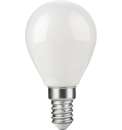 E14 4,7W dimbare LED kogellamp - G45, filament, opaal glas, 2500K, 470lm