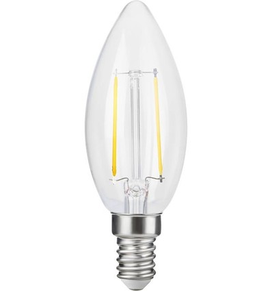 E14 2,5W dimbare LED kogellamp - C35, filament, 2500K, helder glas
