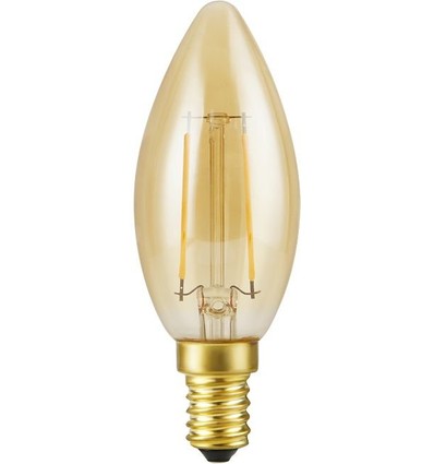 E14 2,9W dimbare LED kogellamp - Filament, 250lm, 2200K, goud glas, C35 kaars
