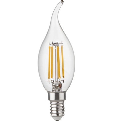 E14 4,7W dimbare LED kogellamp met tip - C35, filament, helder glas, 2700K