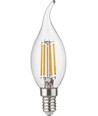 E14 4,7W dimbare LED kogellamp met tip - C35, filament, helder glas, 2700K