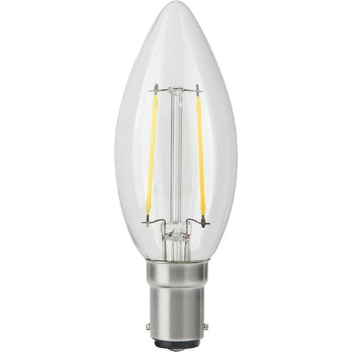 BA15d 2,5W LED kogellamp dimbaar - C35, filament, 250lm, 2500K, helder glas