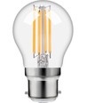 B22d 4,7W dimbare LED kogellamp - G45, filament, 470lm, 2500K, helder glas