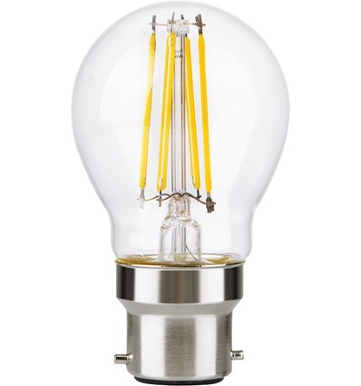 B22d 4,7W dimbare LED kogellamp - G45, filament, helder glas, 2700K