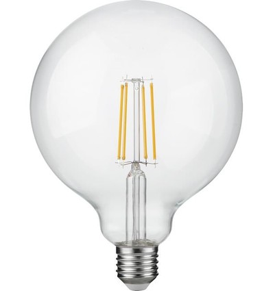 E27 7W dimbare LED filament lamp - G125, 806lm, 2500K, helder glas