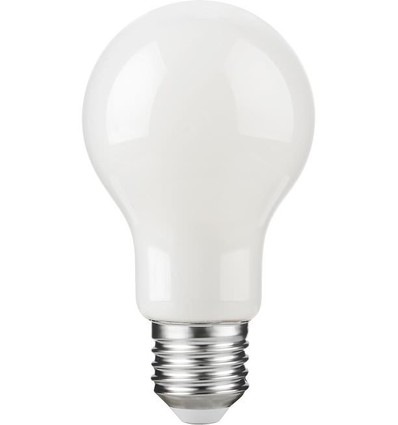 E27 7W dimbare LED lamp - A60, opaal glas, 806lm, filament