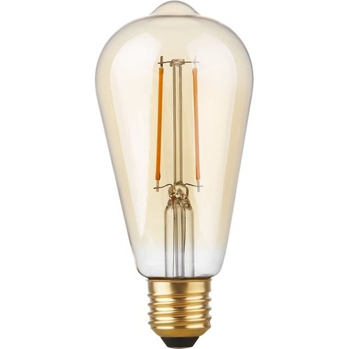 E27 2,9W dimbare LED Rustika lamp - ST64, filament, 2200K, goud glas, 250lm