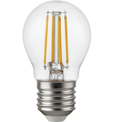 E27 4,7W dimbare LED kogellamp - G45, filament, helder glas, 2700K