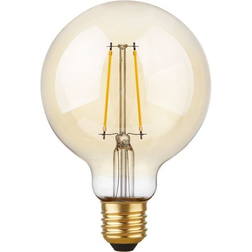 E27 2,9W dimbare LED globe lamp - G95, filament, 2200K, goud glas