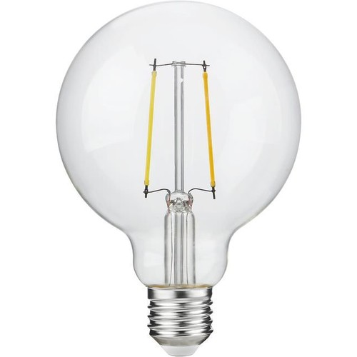 E27 2,5W dimbare LED globe lamp - G95, filament, 250lm, 2500K, helder glas