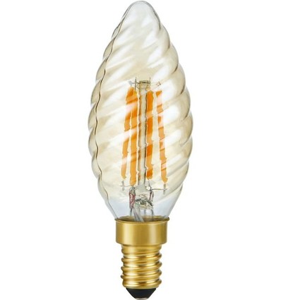 E14 4W dimbare LED gedraaide kaarslamp - C35, 2200K, goud glas, 250lm