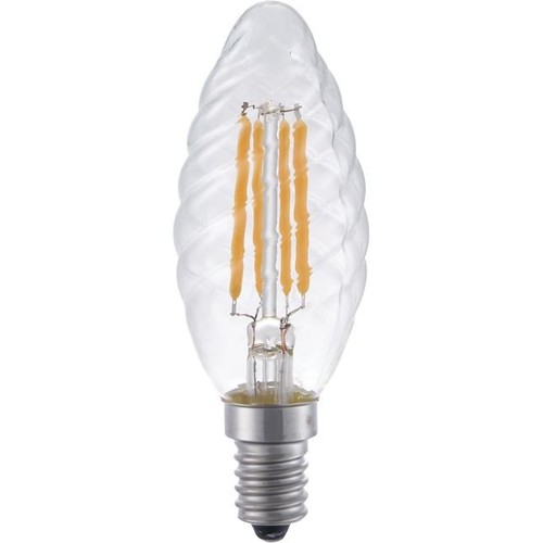 E14 4W dimbare LED kogellamp - Twisted Candle, 350lm, 2200K, helder glas