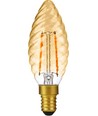 E14 2W dimbare LED kogellamp - Twisted Candle, 2000K, Goud, filament