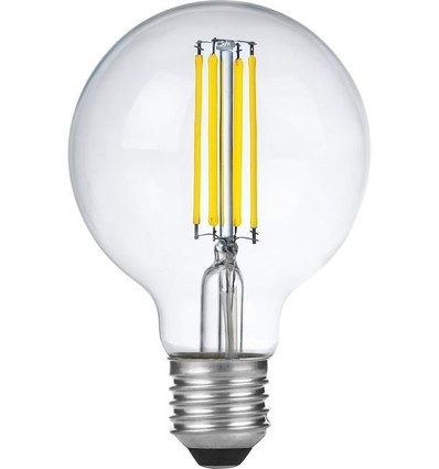 E27 6W dimbare LED filament lamp - G80, 550lm, 2500K, helder glas