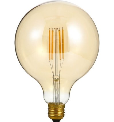 E27 7W dimbare LED globe lamp - G125, filament, 2200K, goud glas, 570lm