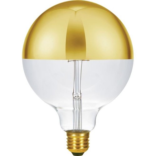 E27 6,5W dimbare LED globe - G125, kopspiegel goud, filament, 2500K