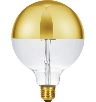 E27 6,5W dimbare LED globe - G125, kopspiegel goud, filament, 2500K