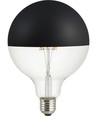 E27 6,5W dimbare LED globe - G125, kopspiegel zwart, filament, 2500K, 470lm