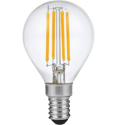 E14 4W dimbare LED kogelamp - G45, filament, 2500K, helder glas