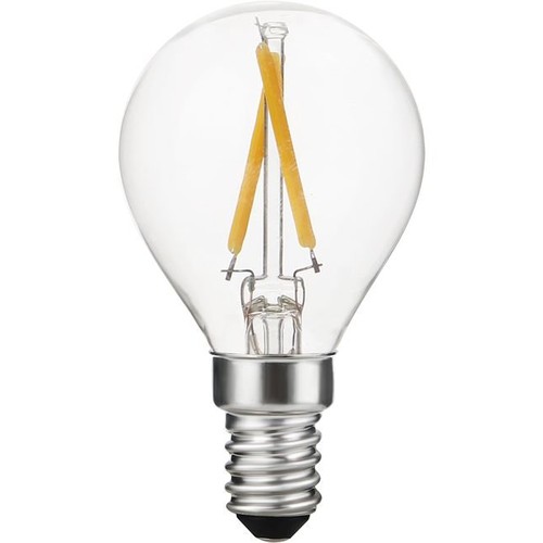 E14 2W dimbare LED kogelpamp - G45, filament, 2500K, helder glas
