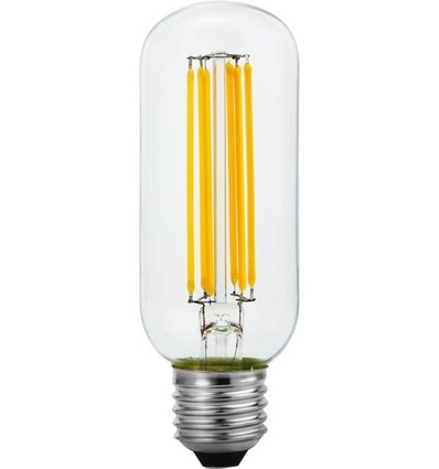 E27 6,5W dimbare LED filament buislamp - 13cm, 2500K, helder glas, 600lm