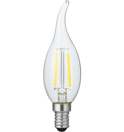 E14 1,5W dimbare LED kaarslamp met tip - C35, 140lm, 2200K, helder glas, filament