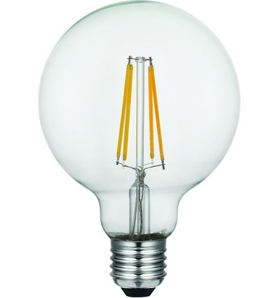 E27 8W dimbare LED globe lamp - G95, filament, 2500K, helder glas, 740lm