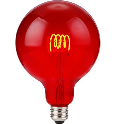 E27 4W dimbare LED filament lamp - G125, Flex Globe, Rood, 60lm