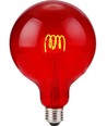 E27 4W dimbare LED filament lamp - G125, Flex Globe, Rood, 60lm