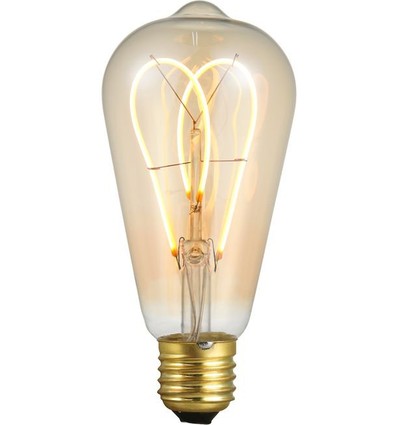 E27 5W dimbare LED-lamp - ST64 Rustika, Flex Double Loop, 2000K, goud glas