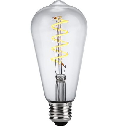E27 4W dimbare LED Rustika lamp - ST64, Flex Filament, 2200K, helder glas