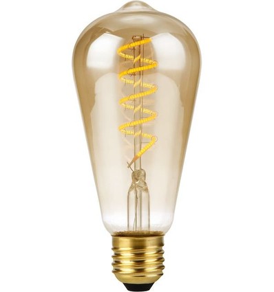 E27 4W dimbare LED lamp - ST64 Rustika, Flex filament, 200lm, goud glas, 2000K