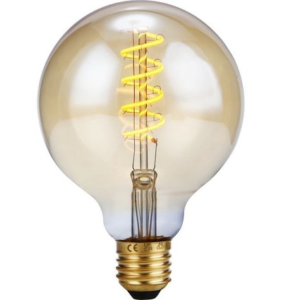 E27 4W dimbare LED filament lamp - G95, Flex Globe, 200lm, 2000K, goud glas