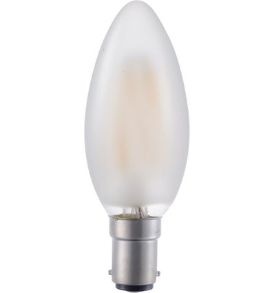 BA15d 4W LED kaarslamp filament - 320lm, 2500K, mat glas, dimbaar